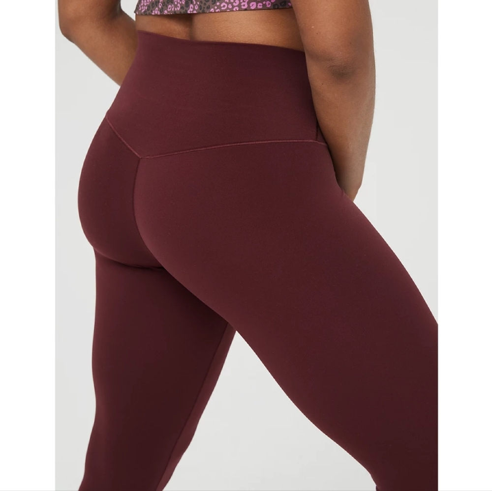 Aerie Offline AEO Real Me High Rise Leggings Burgundy Yoga Workout Activewear XL - Picture 2 of 7